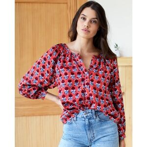 EMERSON FRY FRANCES BLOUSE NWOT - CARMEN FLOWERS SATIN Tuckernuck Size XS